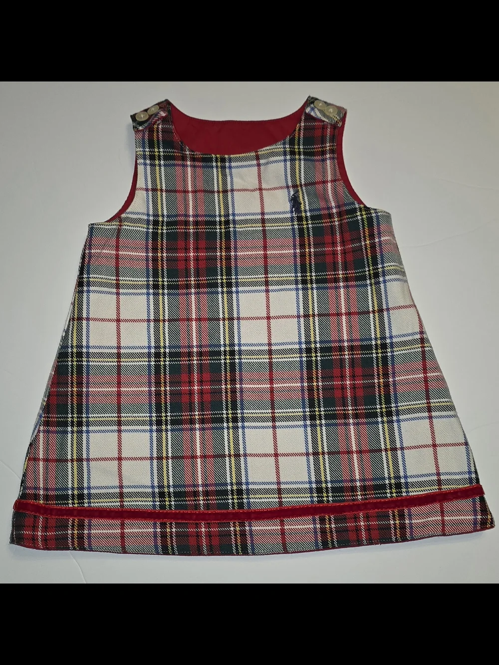 Plaid Red and White Sleeveless Shift Dress 6-12m